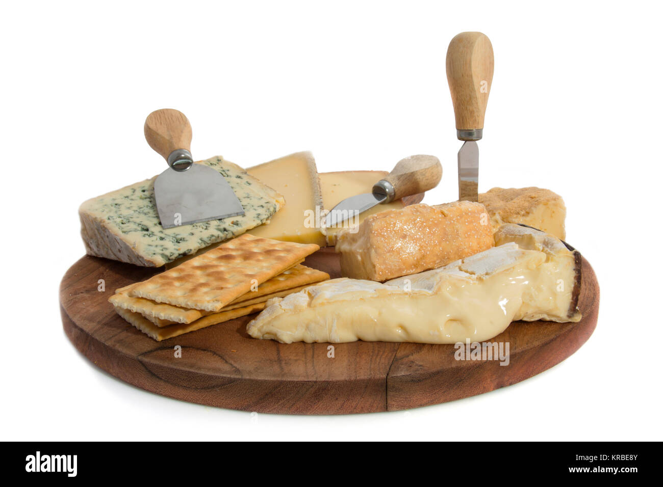 Different kind of french cheese on a plate Stock Photo