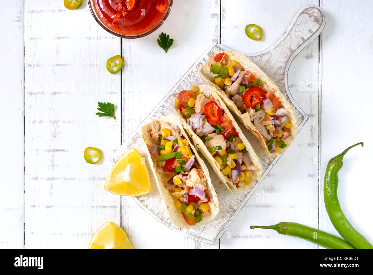 Taco Description Taco - wheat tortilla with meat, vegetables, corn, greens. Delicious ...