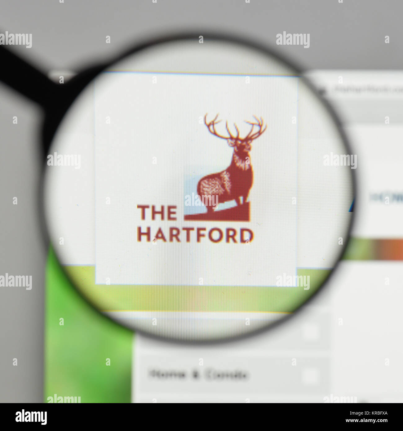 Milan, Italy August 10, 2017 Hartford Financial Services Group logo on the website homepage