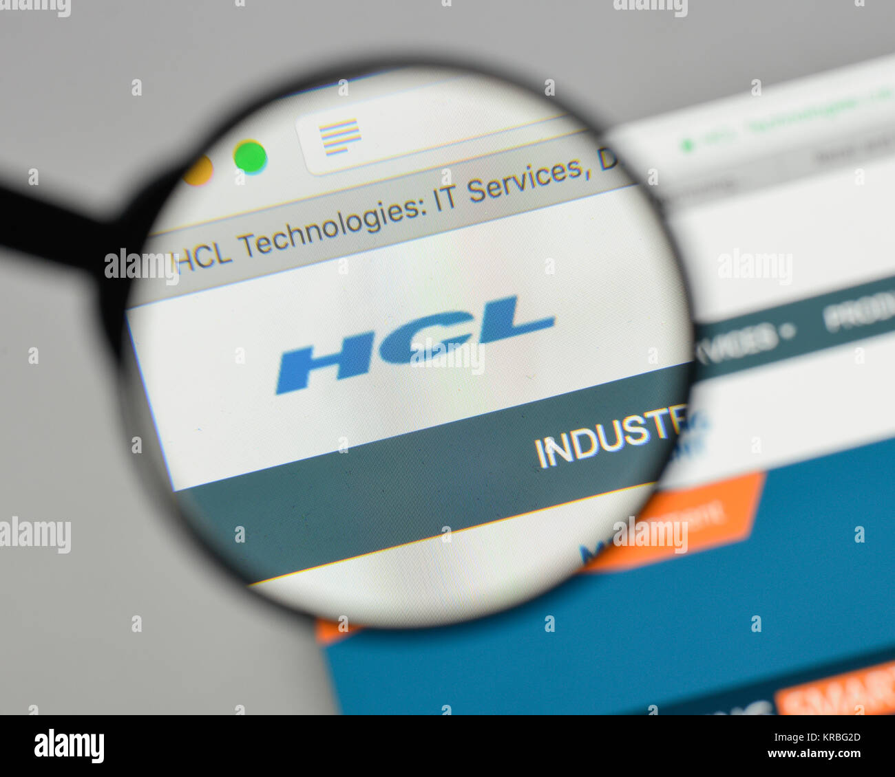 Milan, Italy - August 10, 2017: HCL Technologies logo on the website homepage. Stock Photo