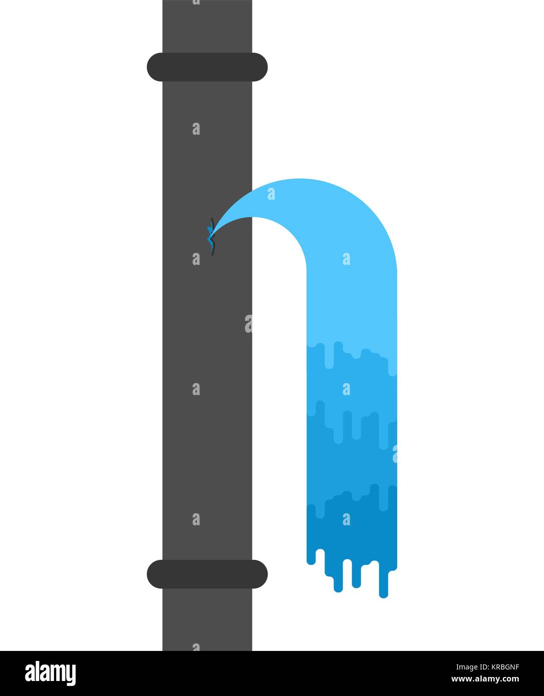 Water leak isolated. Sewerage is broken. Vector illustration Stock