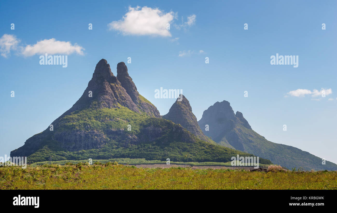 Panorama of "Camel" mountain in Mauritius island,sunny day Stock Photo
