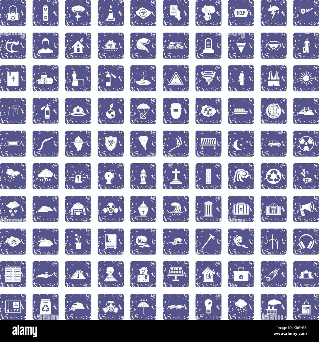 100 disaster icons set grunge sapphire Stock Vector Image & Art - Alamy