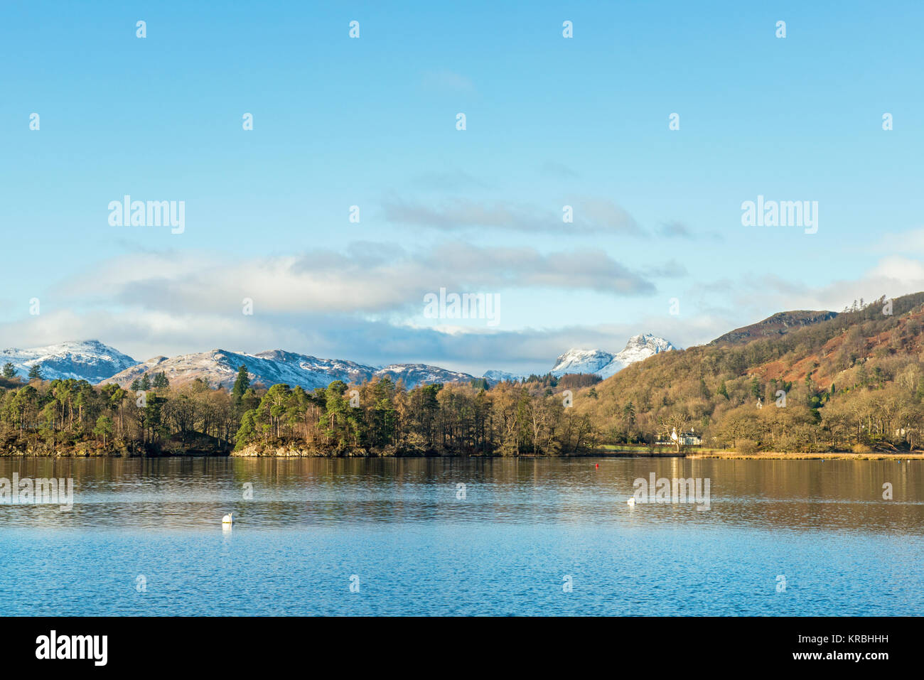 Lake Windermere and the Lake District Fells Winter Day Stock Photo
