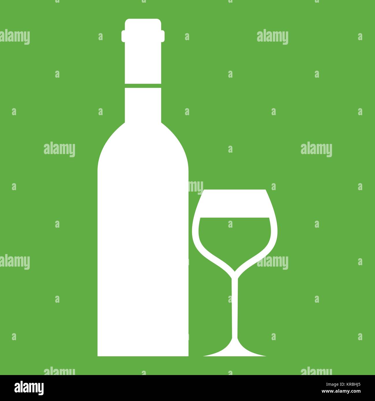 Glass and bottle of wine icon green Stock Vector Image & Art - Alamy