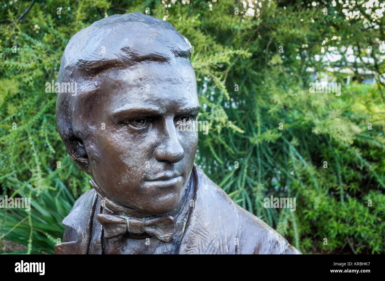 Charles Darwin young, statue in the Darwin Garden in Christ's College, part of the University