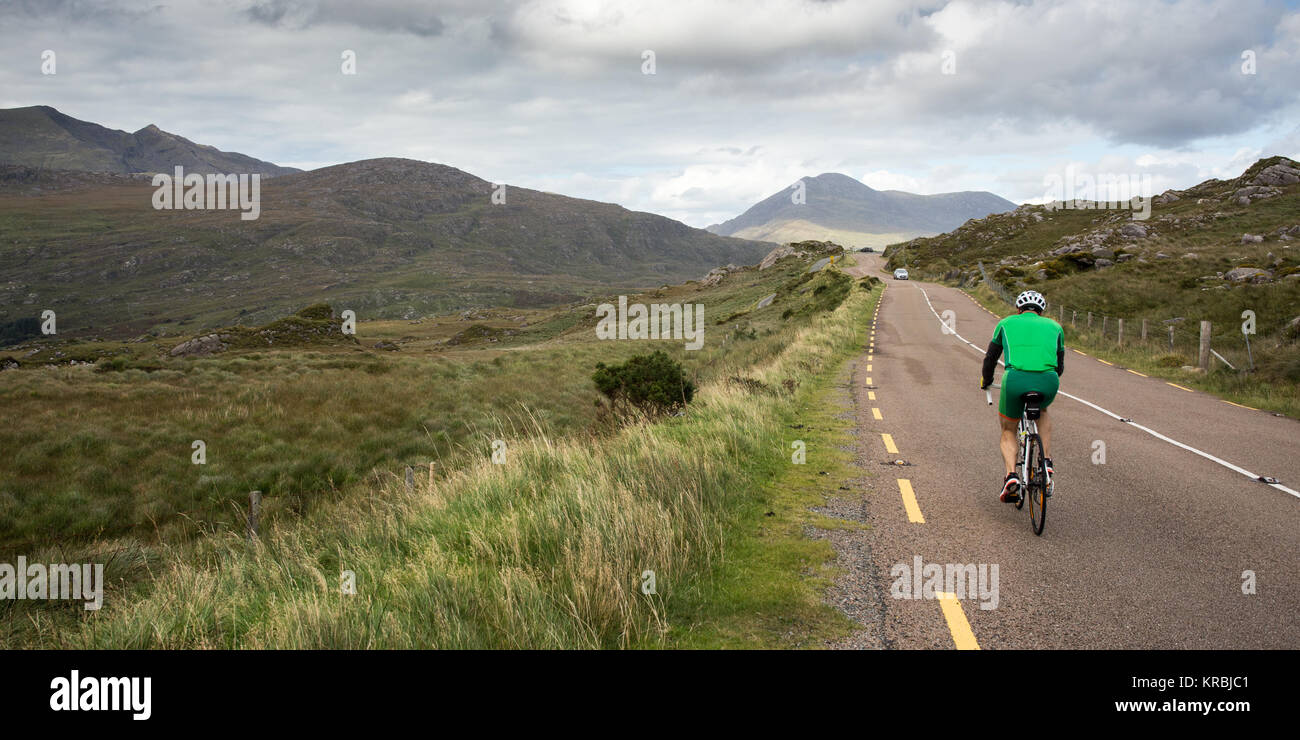Killarney, Ireland September 10, 2016 A road cyclist crosses