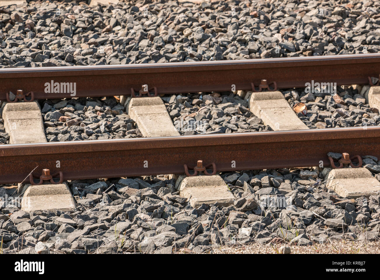 Rails of steel for transport and traveling Stock Photo