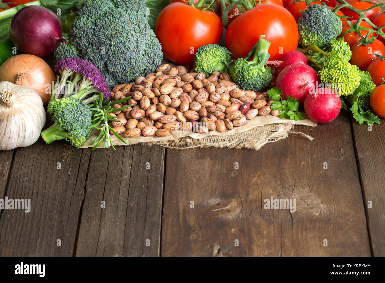 Pinto beans and vegatables Stock Photo