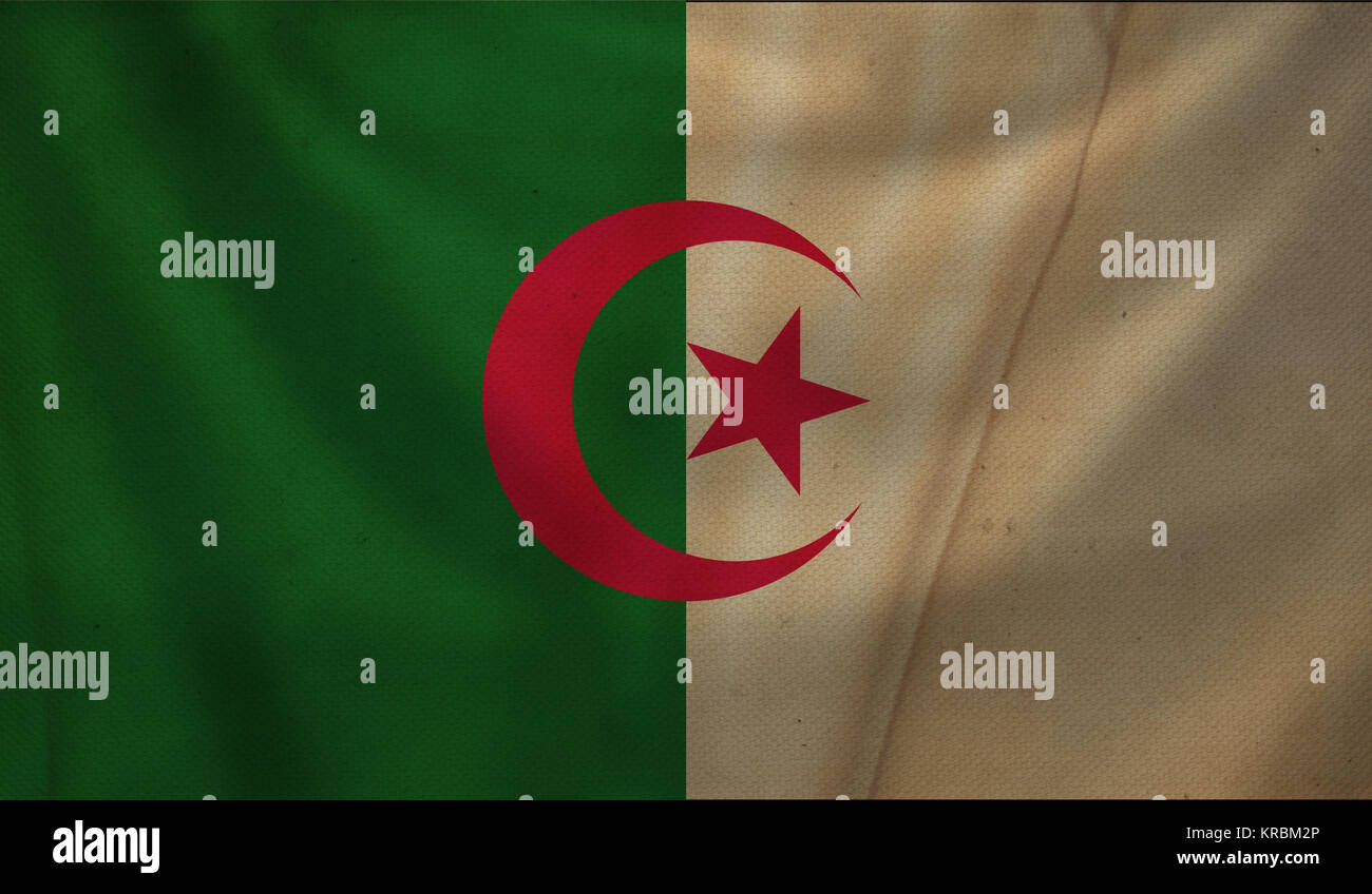 Vintage background with flag of Algeria. Grunge style Stock Photo - Alamy