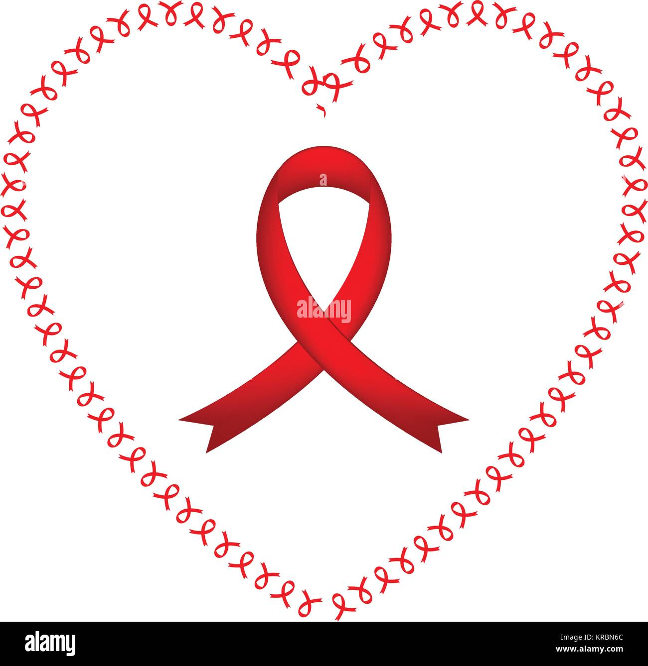 AIDS Ribbon with heart frame. Stock Vector