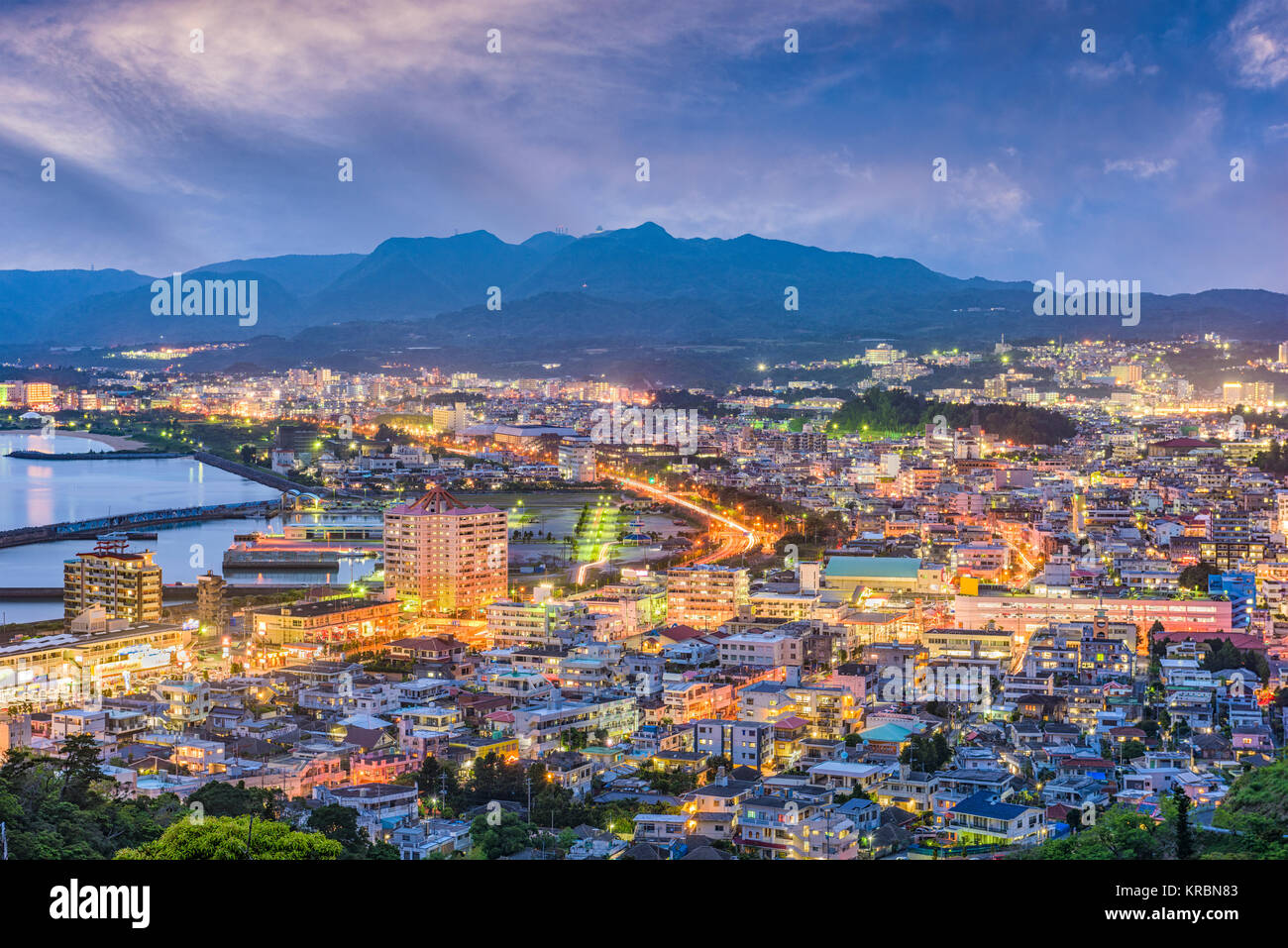 Nago, Okinawa, Japan downtown skyline. Stock Photo