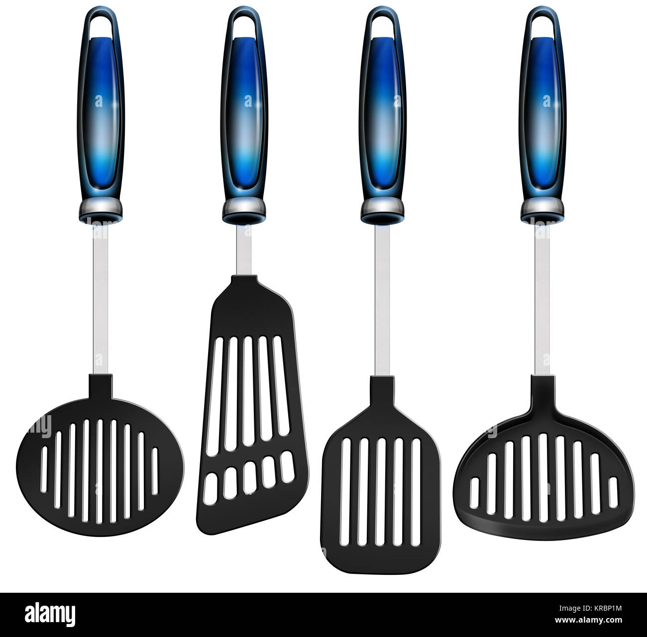 Kitchen utensils on black Stock Photo - Alamy