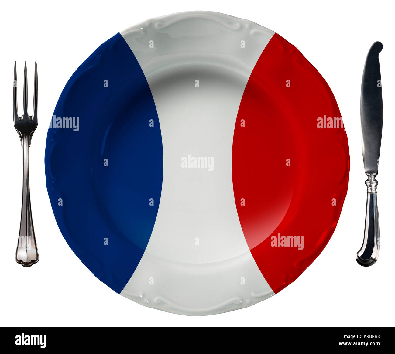 concept-of-french-cuisine-with-empty-plate-colored-with-the-colors-of