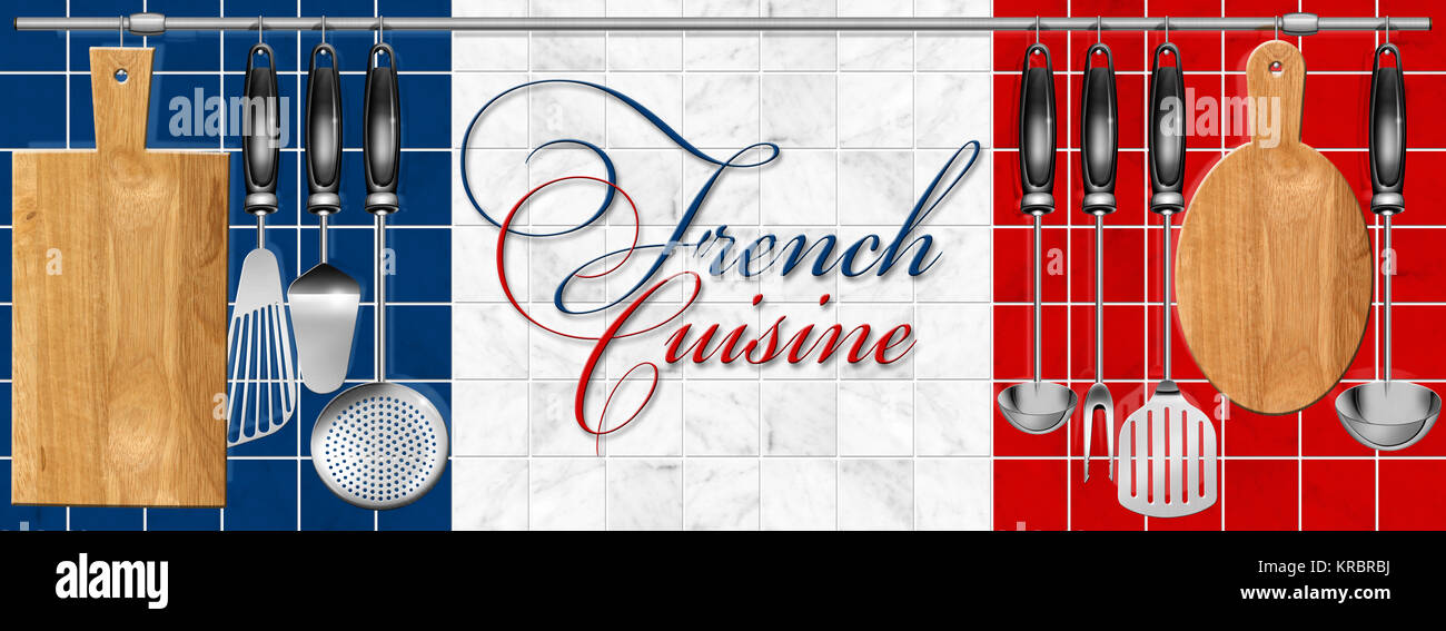 French cuisine set Kitchen utensils Stock Photo Alamy