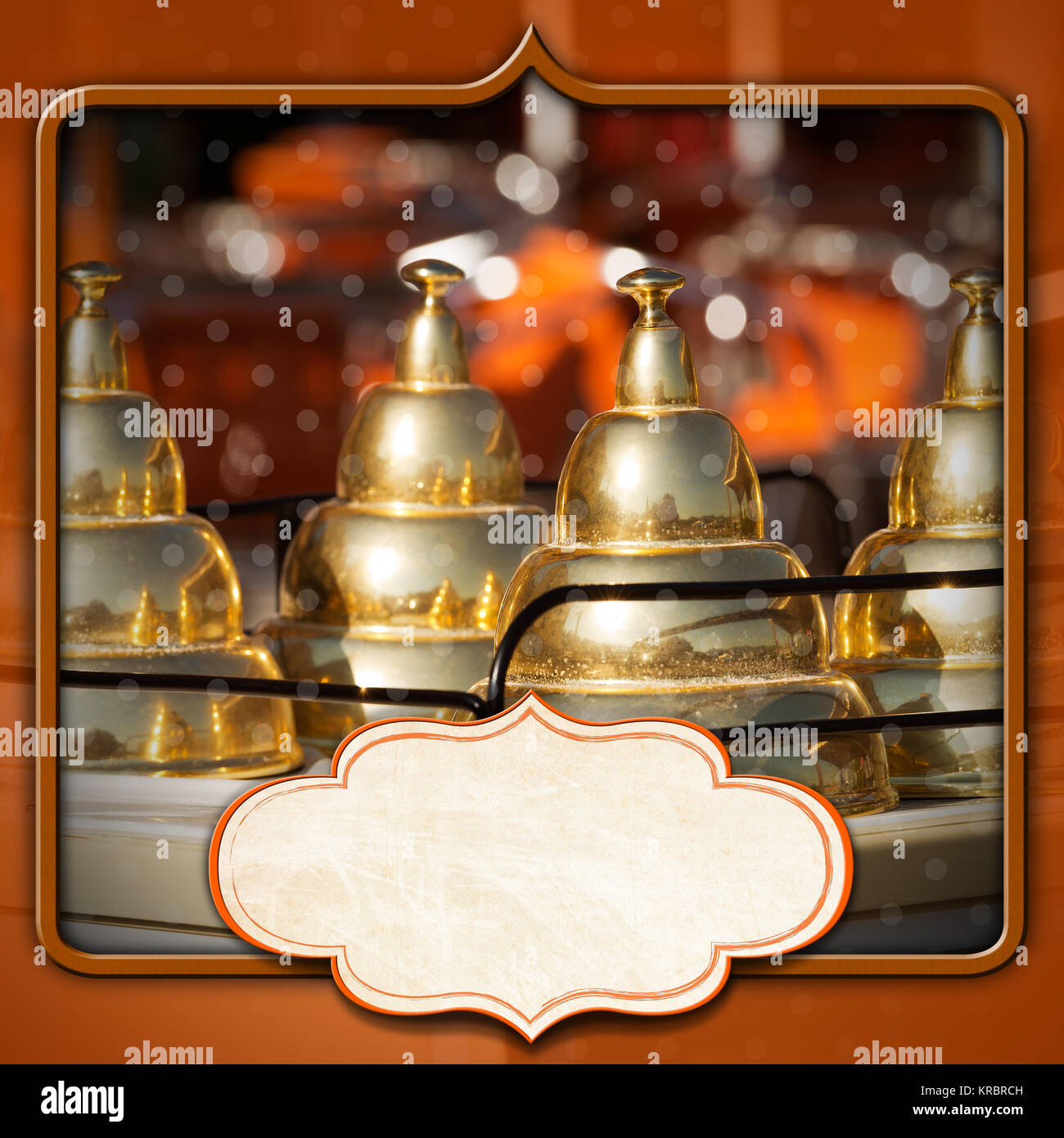 Vintage background with detail of an ice cream cart and empty label