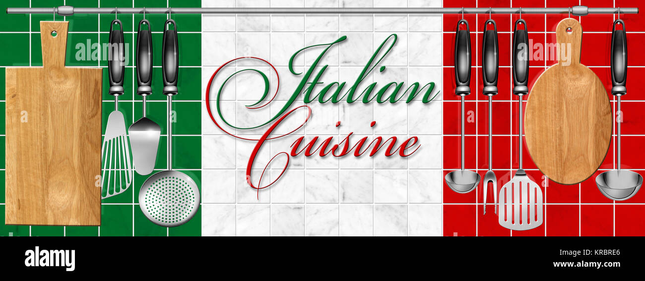 Italian cuisine set Kitchen utensils Stock Photo Alamy