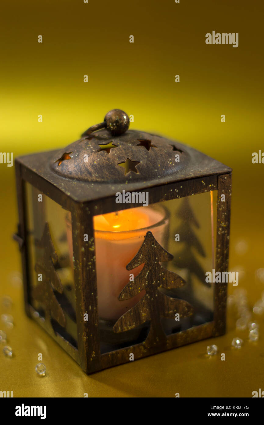 Christmas candle lantern Stock Photo