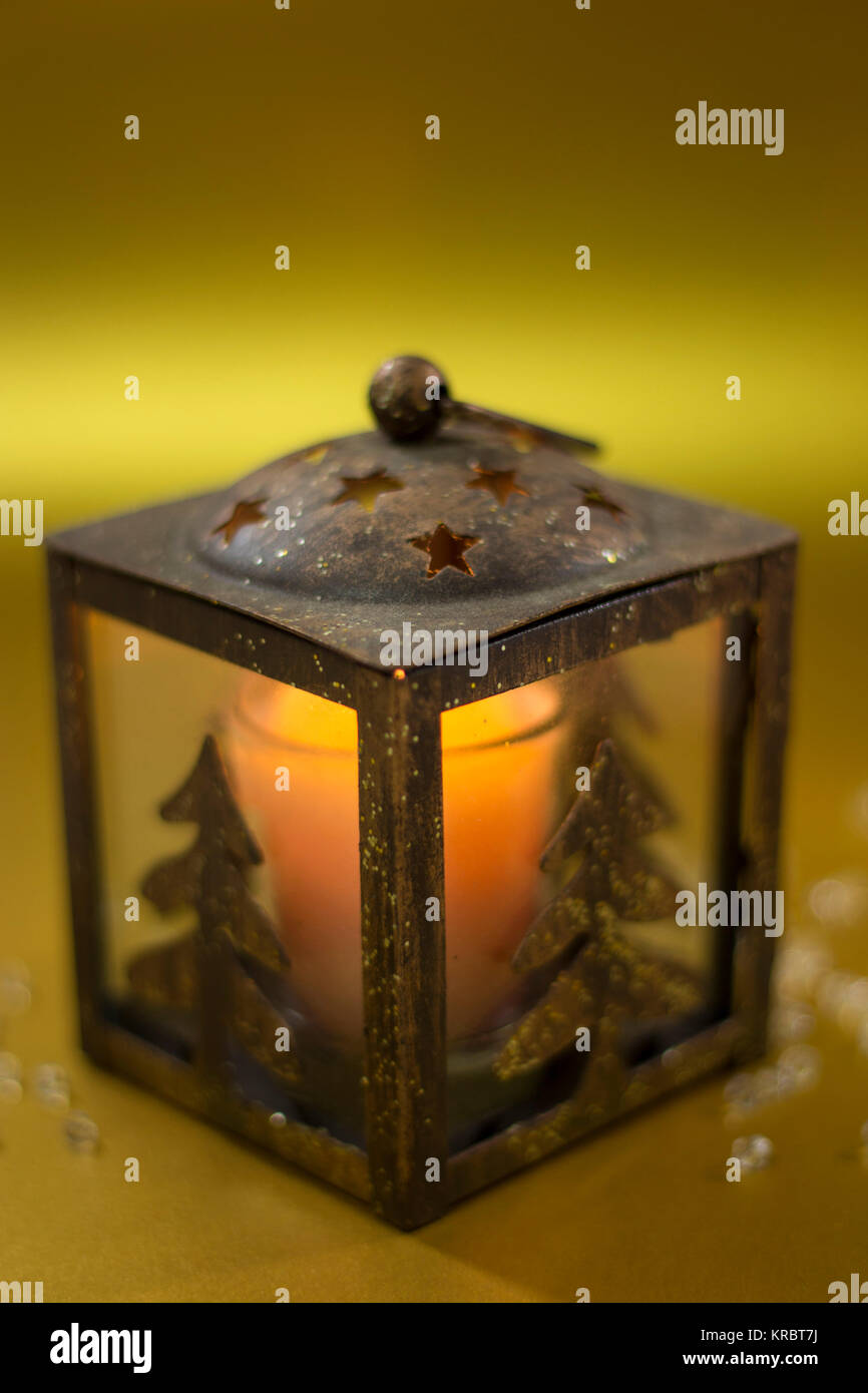 Christmas candle lantern Stock Photo