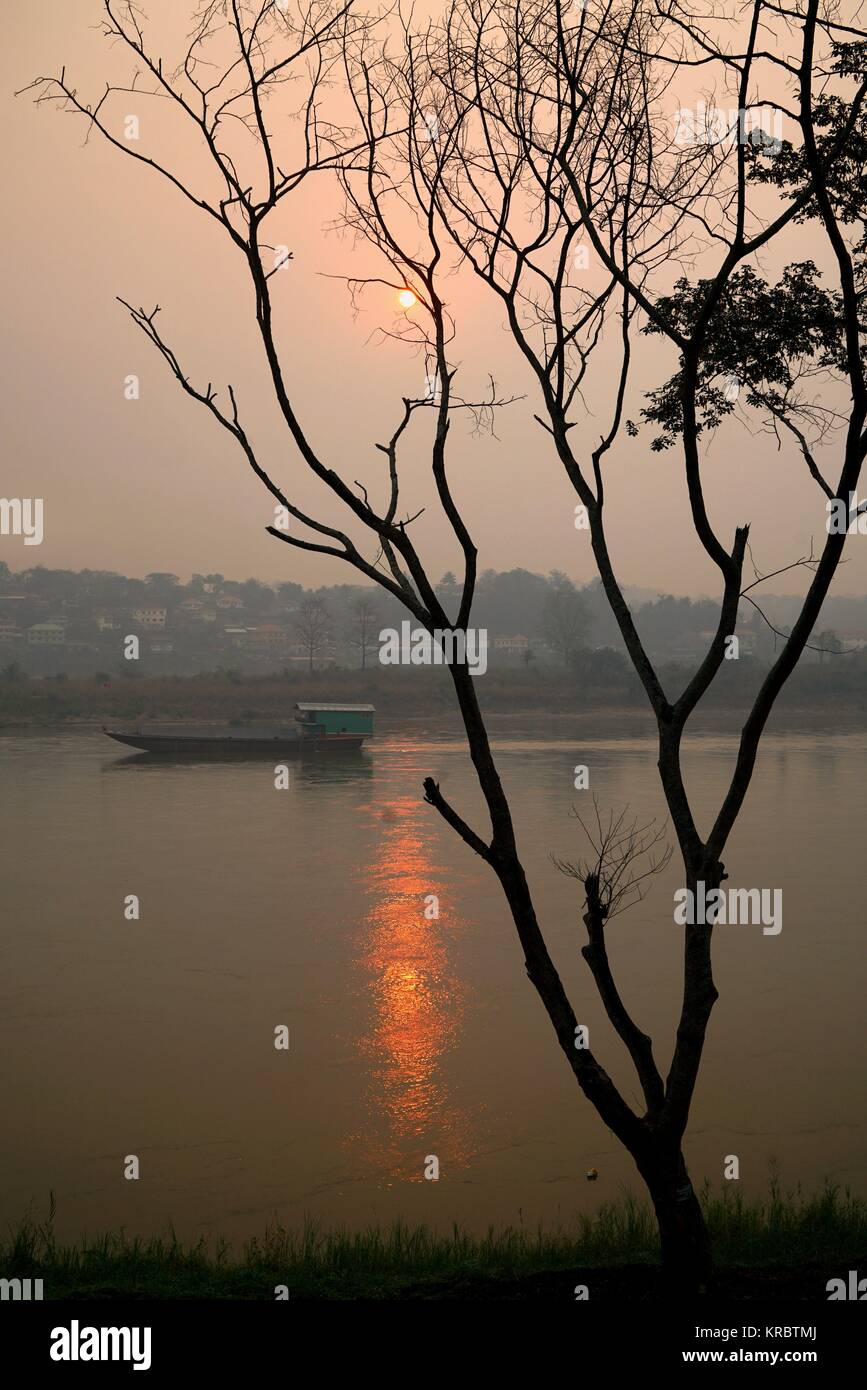 early morning on the mekong Stock Photo
