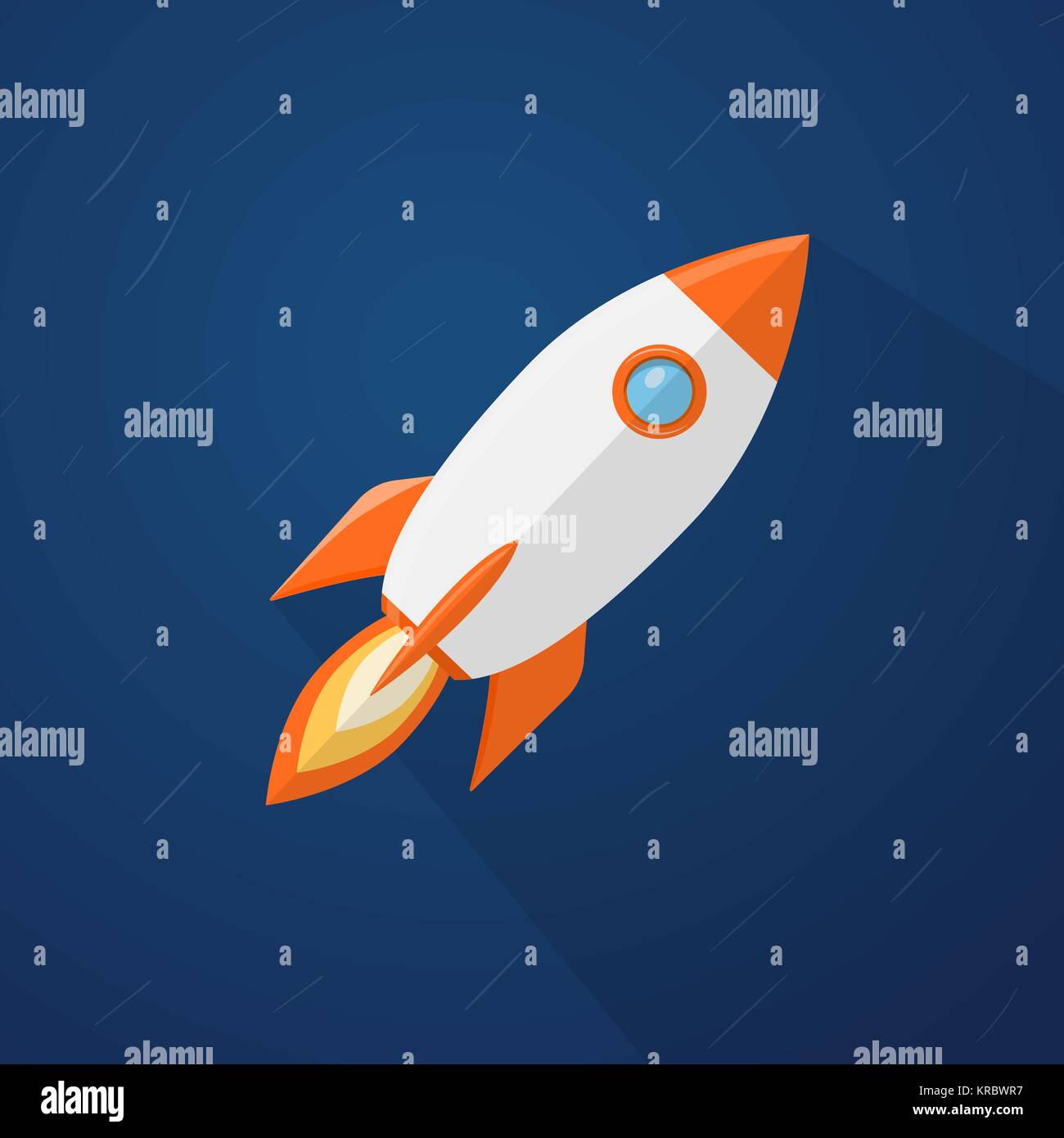 Rocketship flyi in the space with blurred stars background Stock Vector ...