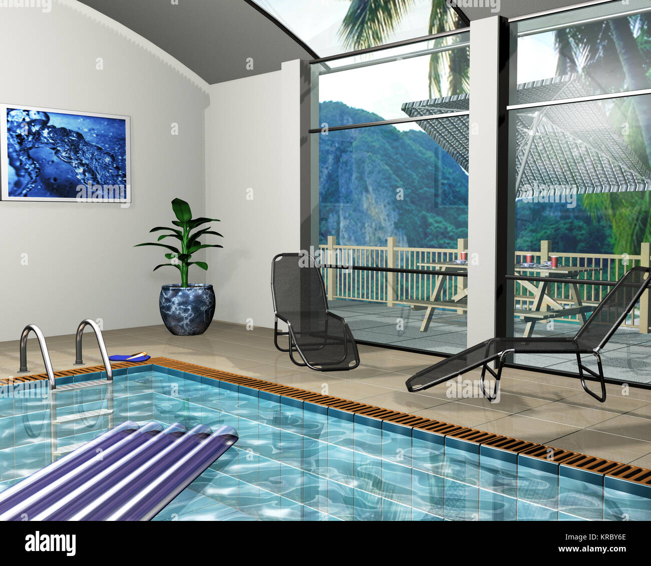 3d render interior pool house hi-res stock photography and images - Alamy