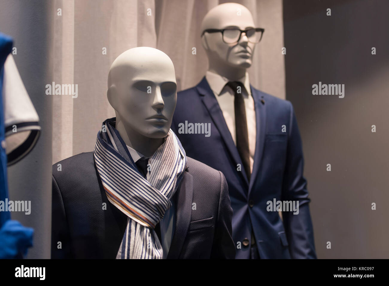 Men suits in a store in Paris. Stock Photo