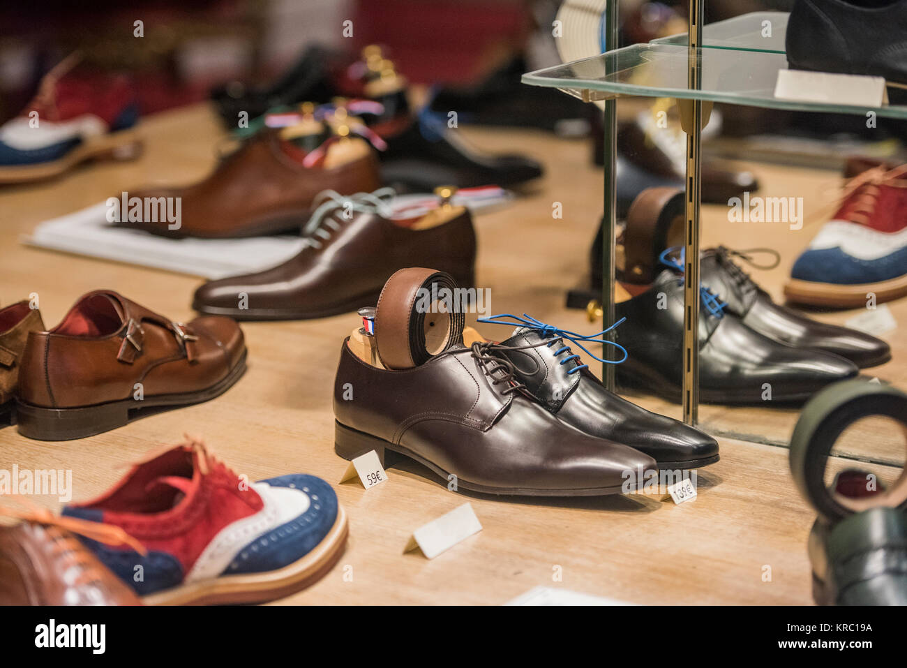 Men shoes in a store in Paris Stock Photo Alamy
