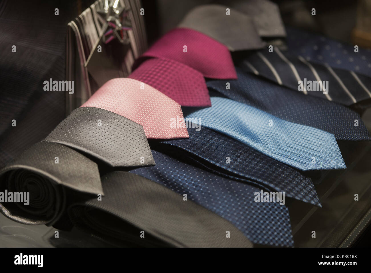 Men ties in a store in Paris Stock Photo Alamy