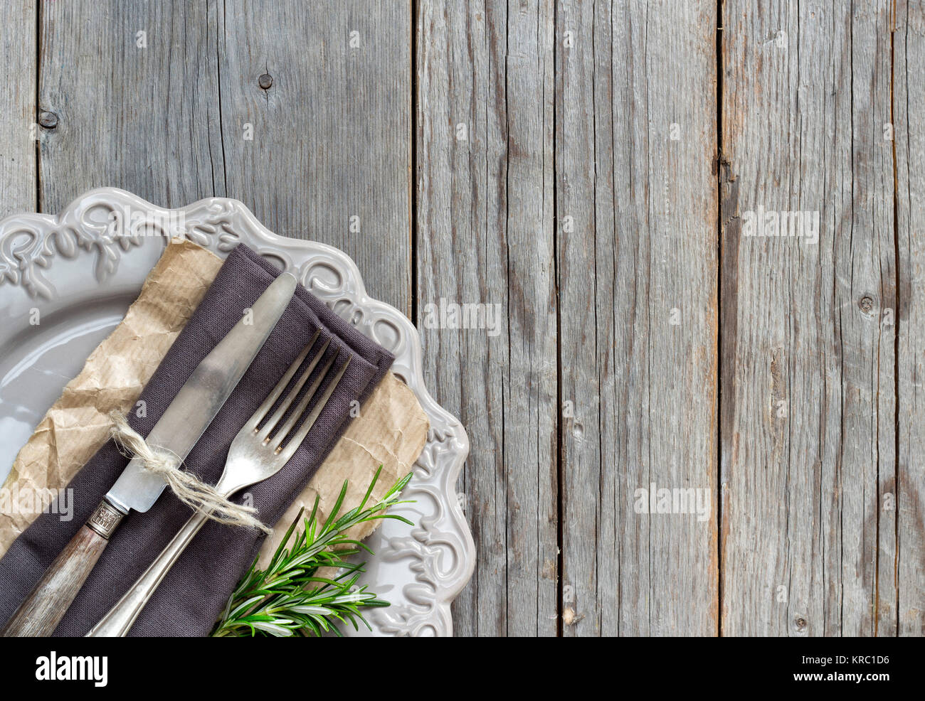 Vintage Table setting Stock Photo - Alamy