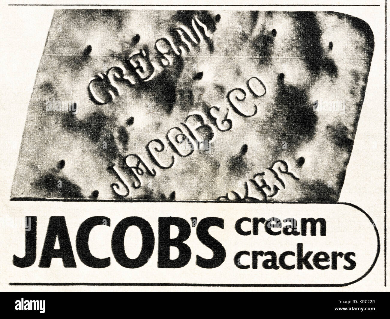 1940s old vintage original advert advertising Jacob's cream crackers in magazine circa 1947 when supplies were still restricted under postwar rationing Stock Photo
