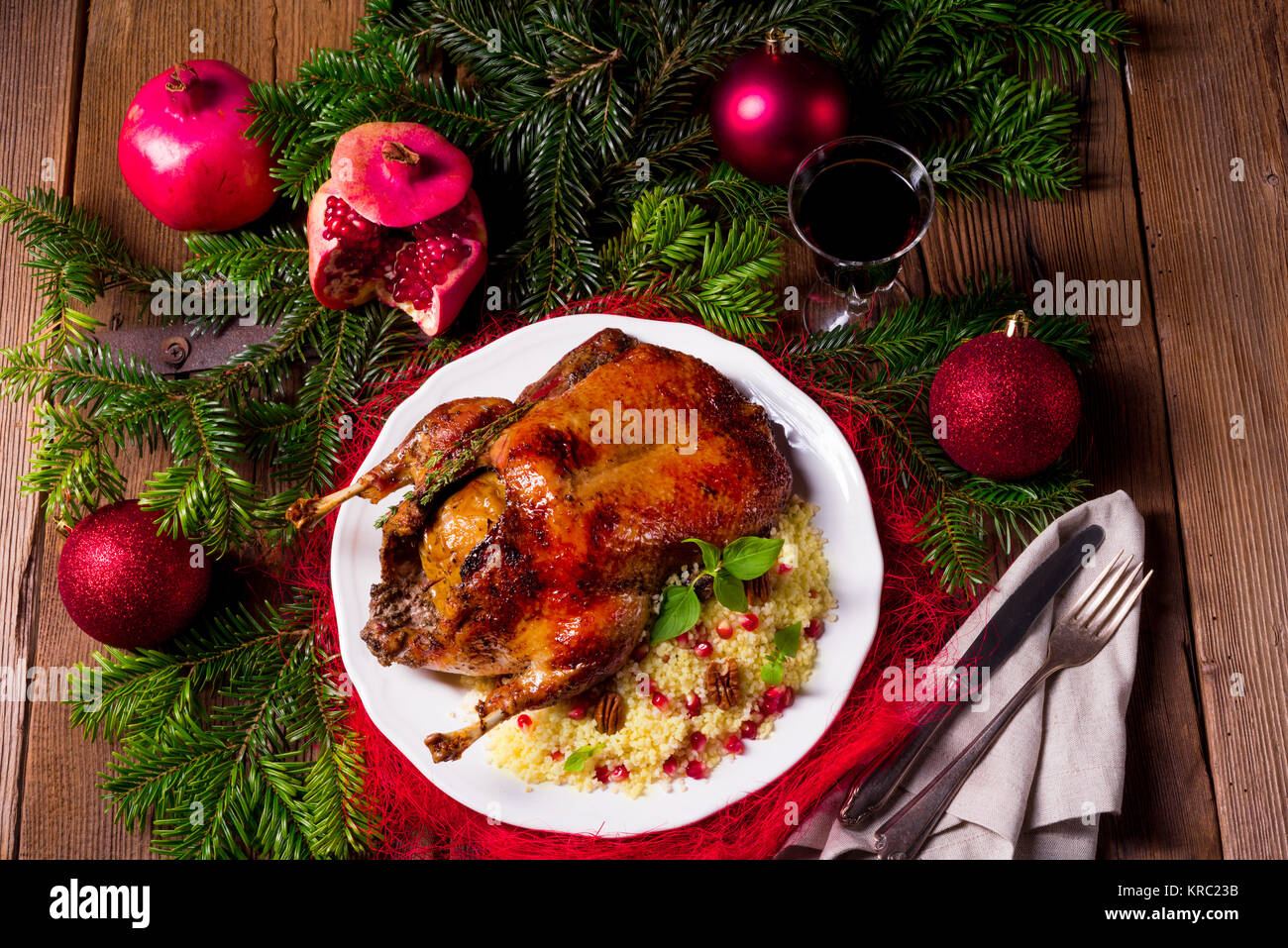 christmas duck with millet Stock Photo