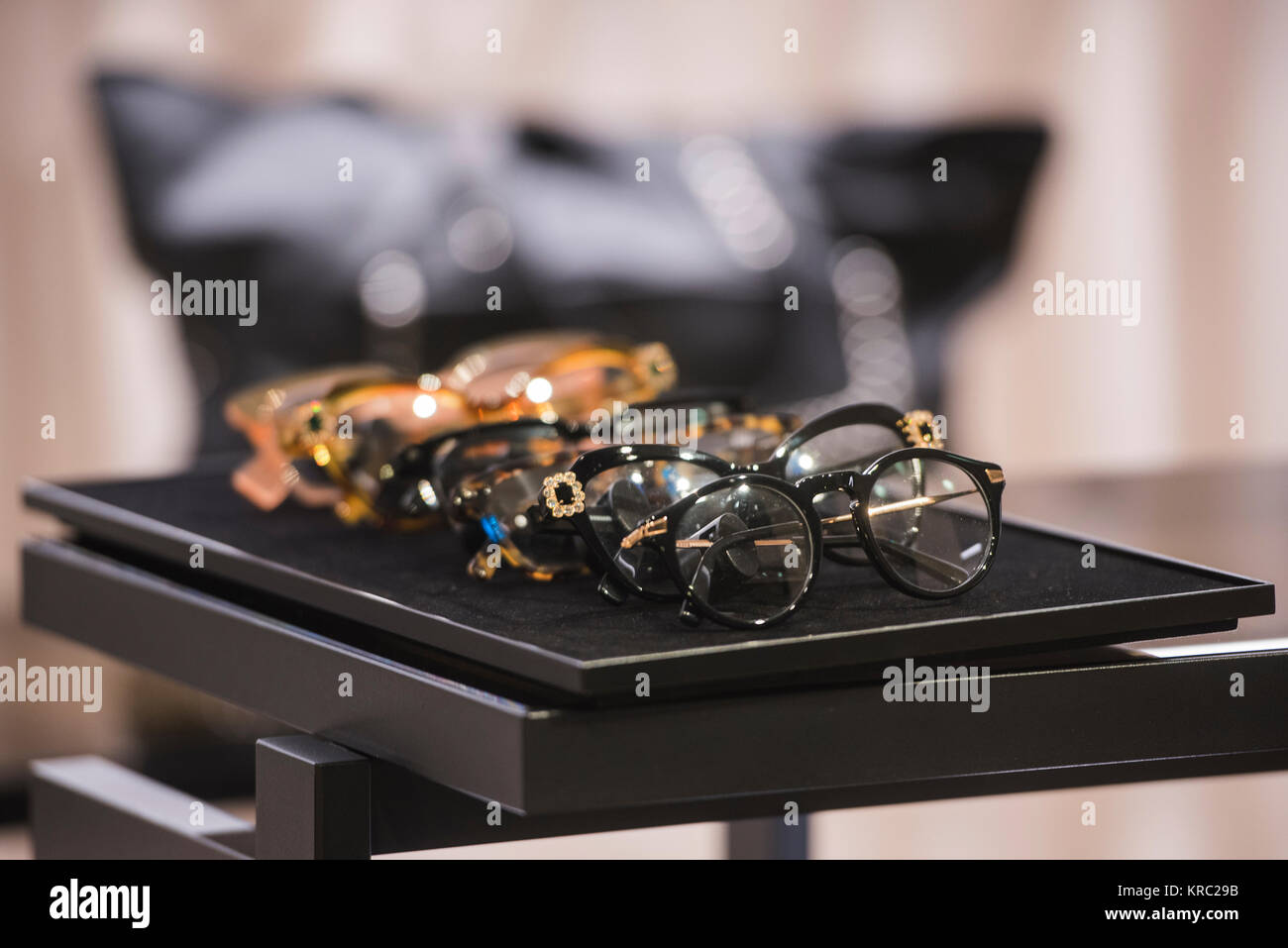 Luxury eyeglasses in a store in Paris Stock Photo