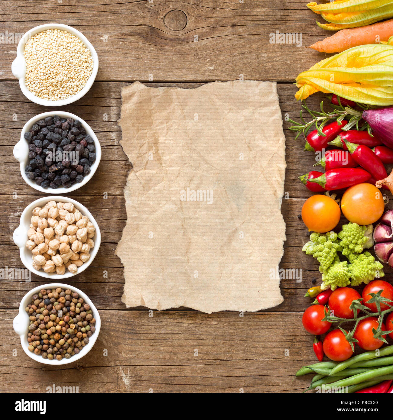 Cereals, legumes and vegetables Stock Photo