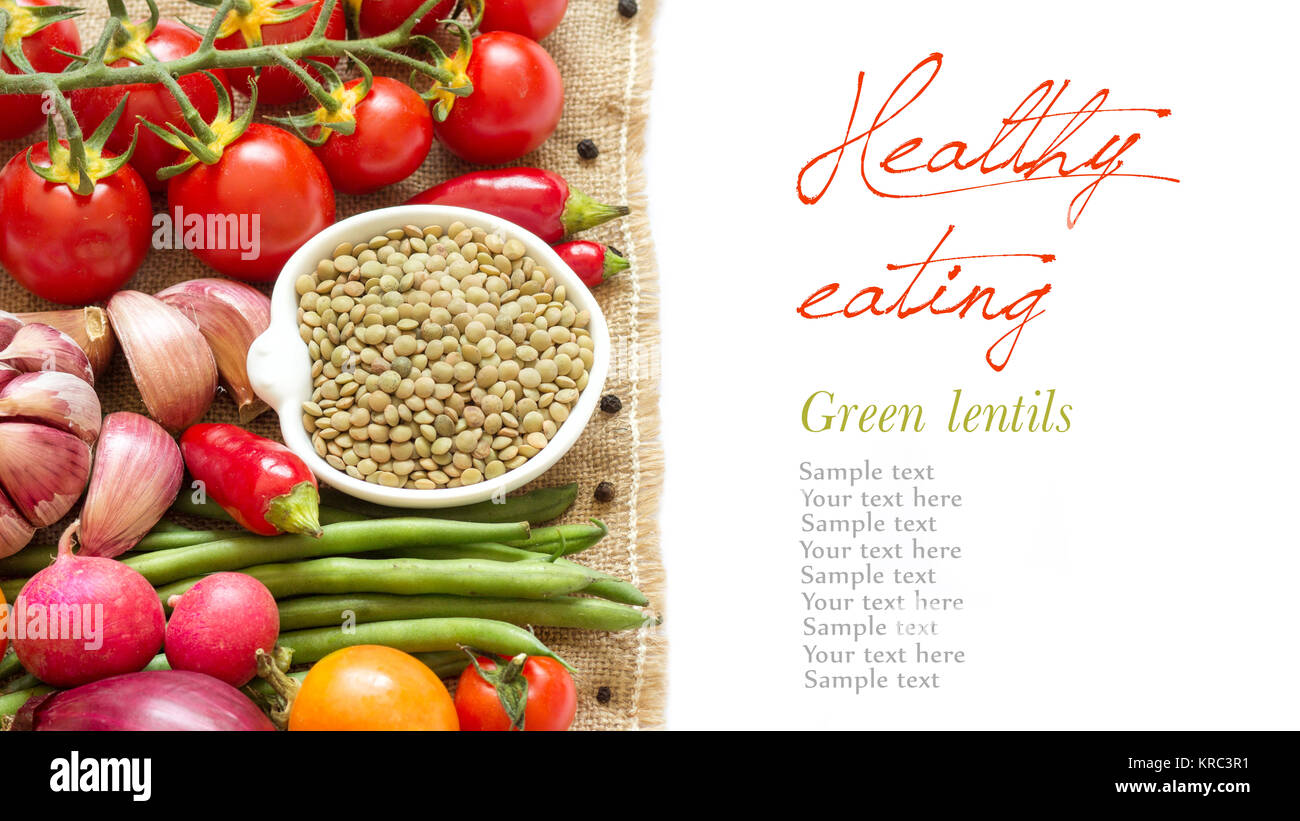 Green lentils and vegetables Stock Photo - Alamy