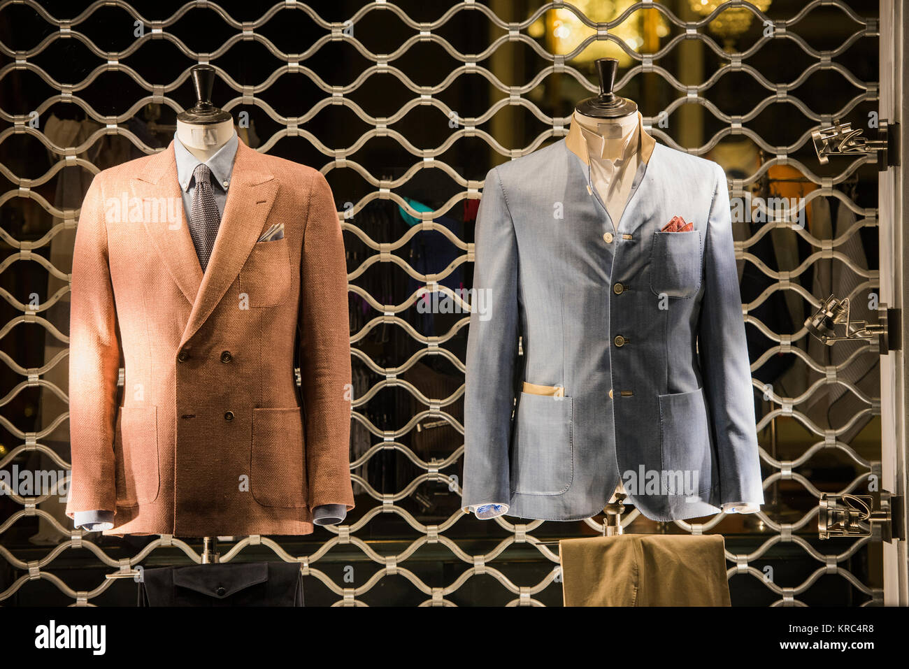 Men suits in a luxury store in Paris Stock Photo