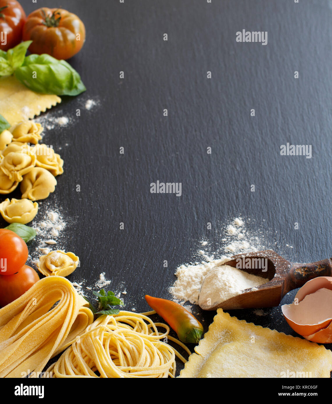 Picture of Fresh pasta and ingredients Stock Photo - Alamy