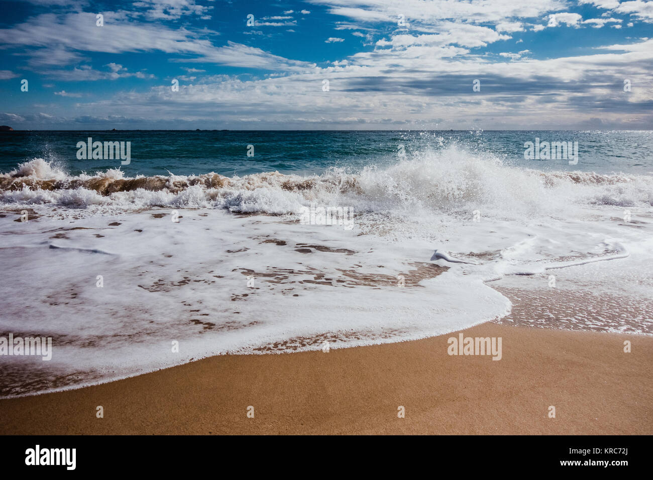 Landscape of beach and sea with blue sky. Stock Photo