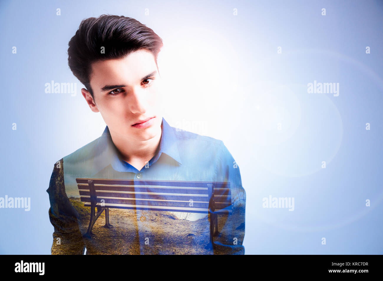 Sad Melancholic Man Imagining A Bench Stock Photo 169299699 Alamy