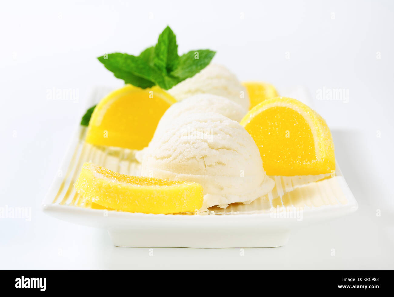 Lemon ice cream with jelly candy Stock Photo - Alamy