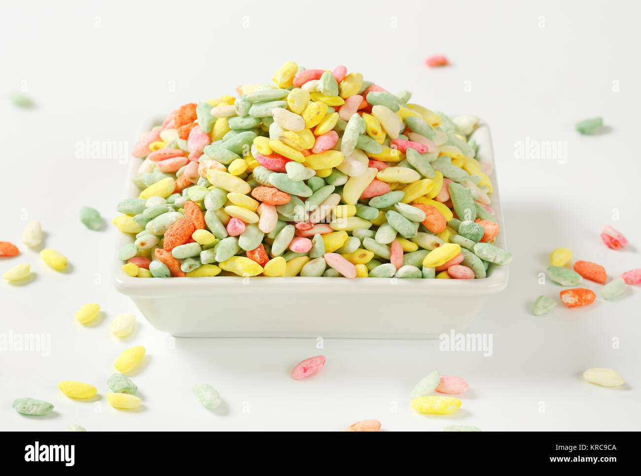 Colored puffed rice Stock Photo