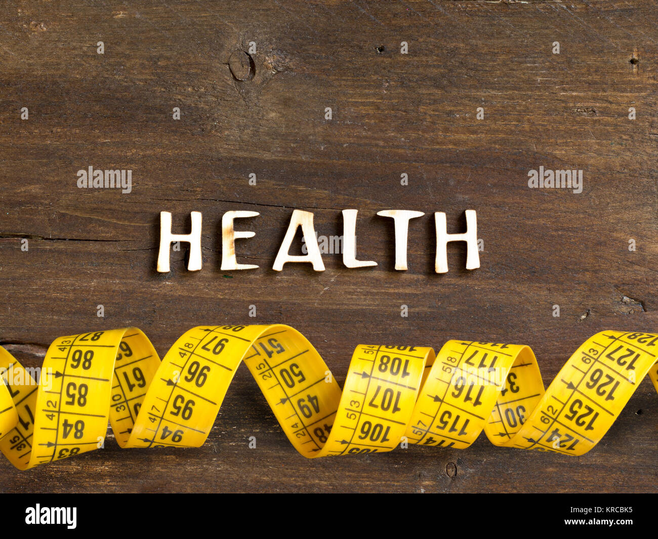 The word of Health on wood and measuring type Stock Photo - Alamy