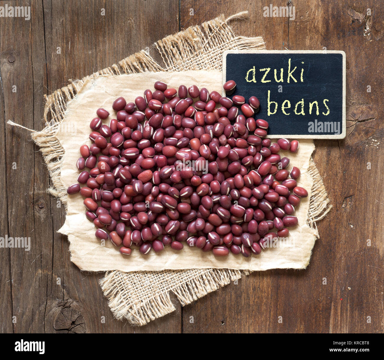 Azuki beans with small chalkboard Stock Photo - Alamy