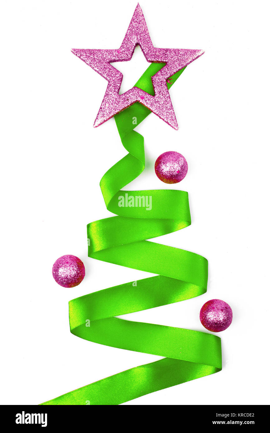 Christmas tree from ribbon background Stock Photo