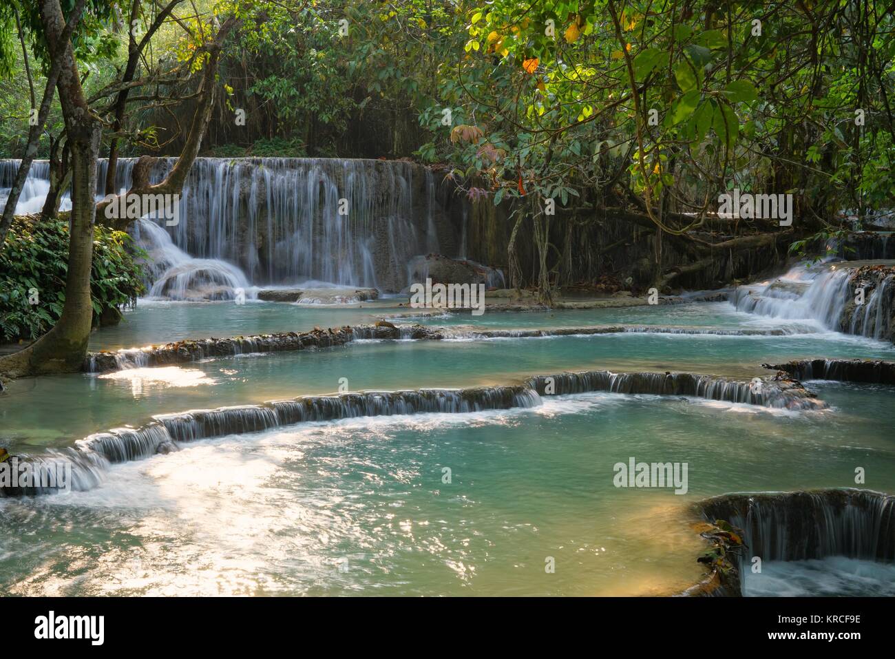kuang si waterfall 2 Stock Photo
