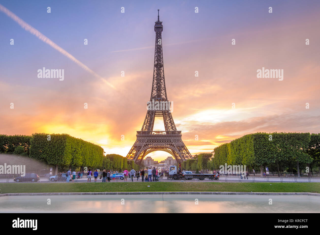 Night view of Eiffel Tower in Paris, France Stock Photo
