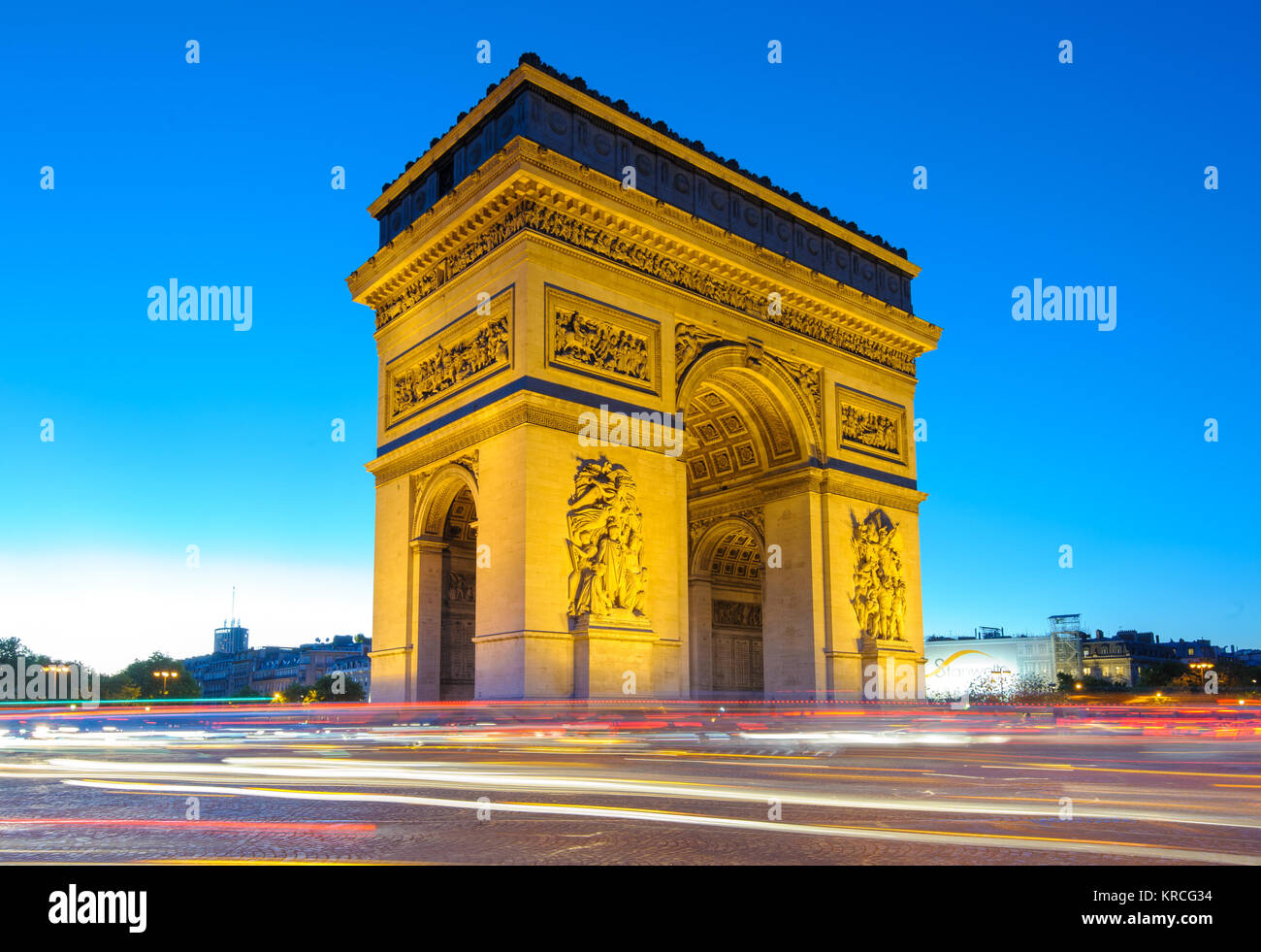 Arc de Triomphe in Paris , France Stock Photo