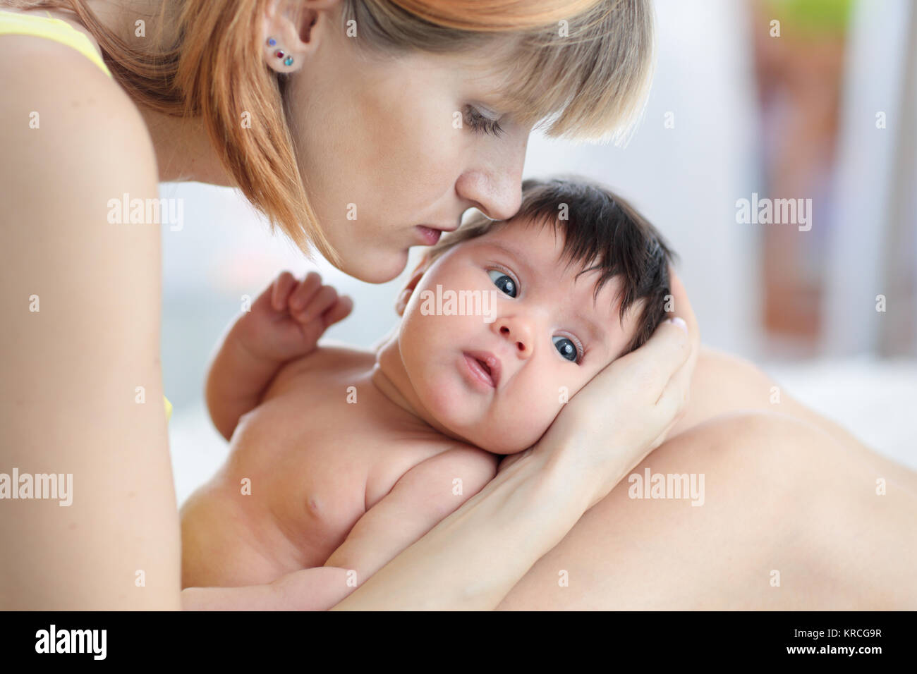 Portrait of happy mother and baby Stock Photo