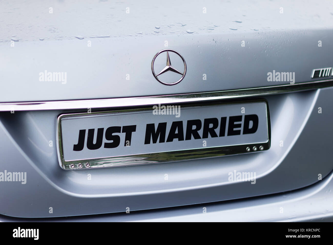 Just married number plate Stock Photo - Alamy