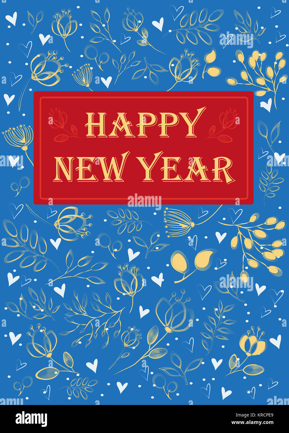 Happy New Year. Floral greeting card Stock Photo Alamy